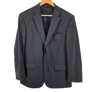 JOS A BANK Traveler's Collection Mens Jacket Blazer Navy Blue Pinstripe 43R *46R